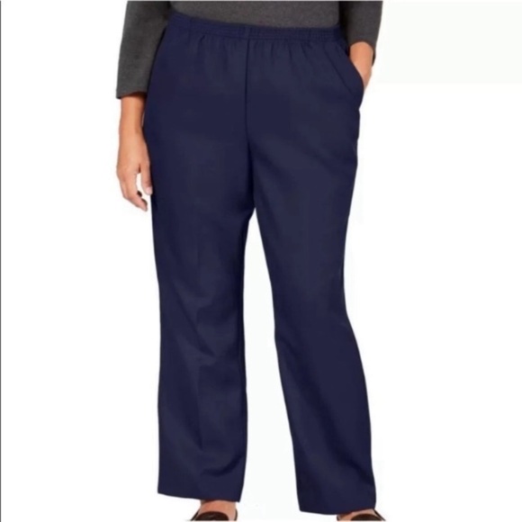 NEW Karen Scott Plus Navy Blue Pants Pull On Stretch Elastic Waist 1X - Picture 2 of 10